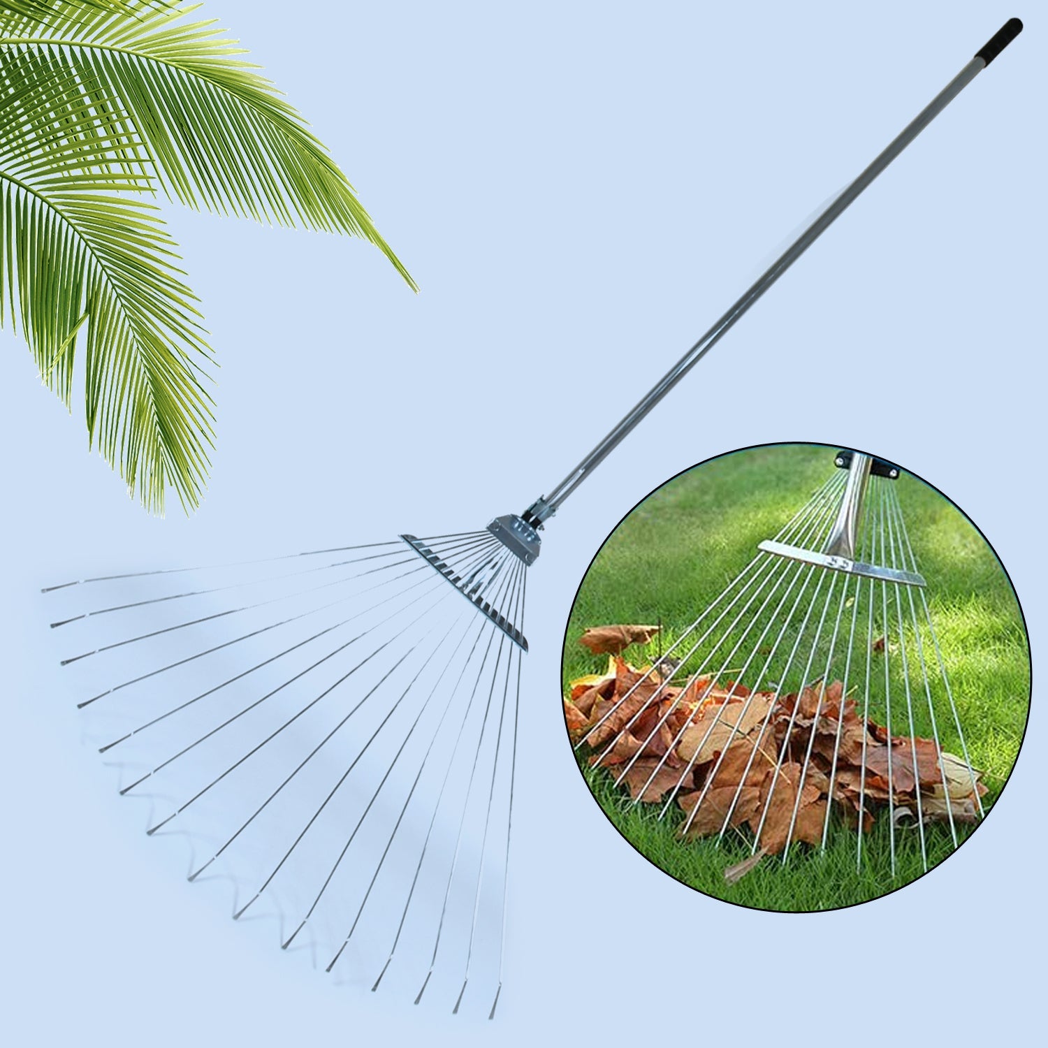 7599 115-152 CM Rake for Gardening, Stainless Steel Telescopic Garden Rake for Quick Clean Up of Lawn and Yard, Adjustable Rake Claws Spacing Garden Broom with Long Handle for Clean Leaves (MOQ :- 2 pc) 7599 115-152 CM Rake for Gardening, Stainless Steel Telescopic Garden Rake for Quick Clean Up of Lawn and Yard, Adjustable Rake Claws Spacing Garden Broom with Long Handle for Clean Leaves (MOQ :- 2 pc)